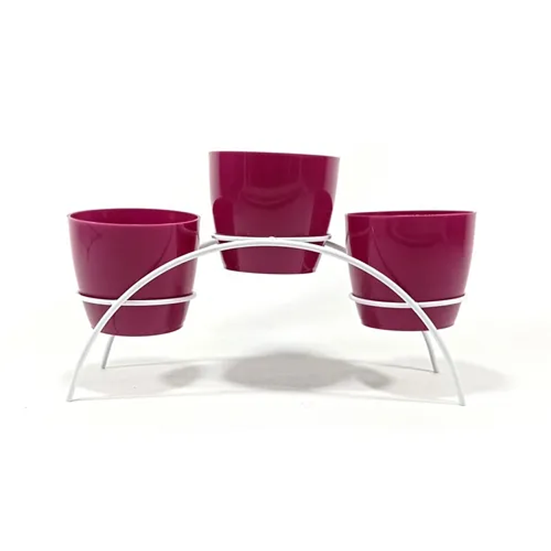 Soporte de Mesa Decorativo Plantas Más 3 Macetas 9cm Diámetro Blanco 27