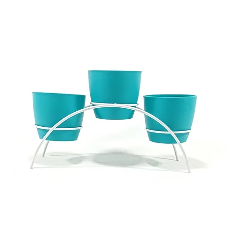 Soporte de Mesa Decorativo Plantas Más 3 Macetas 9cm Diámetro Blanco 29