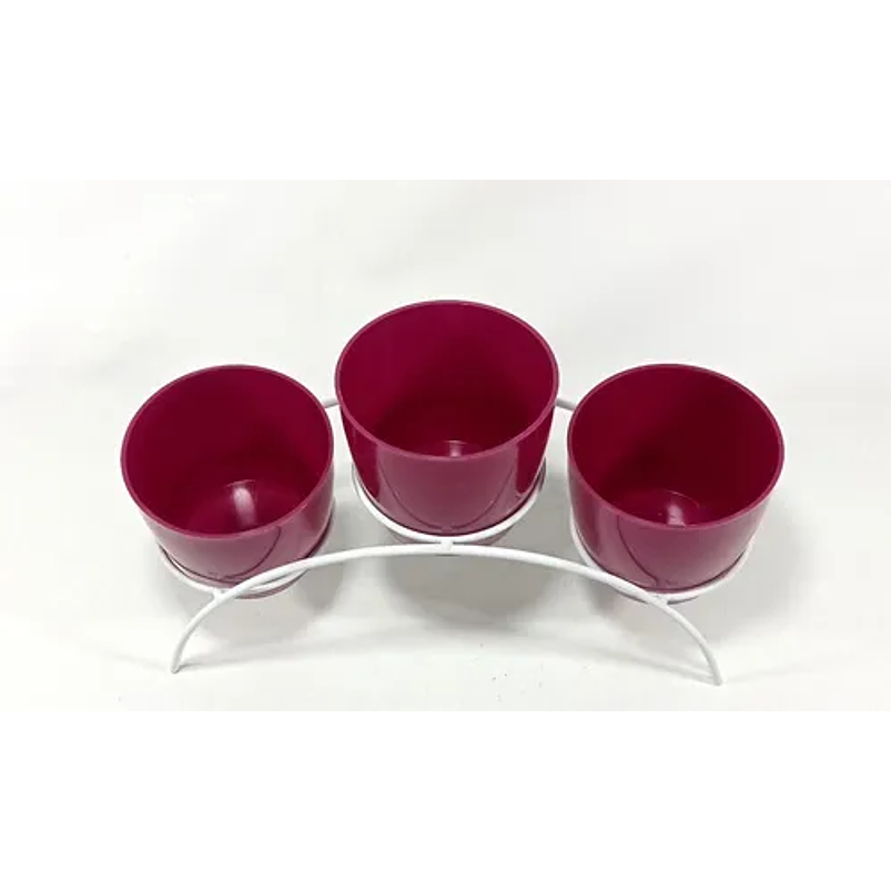 Soporte de Mesa Decorativo Plantas Más 3 Macetas 9cm Diámetro Blanco 31