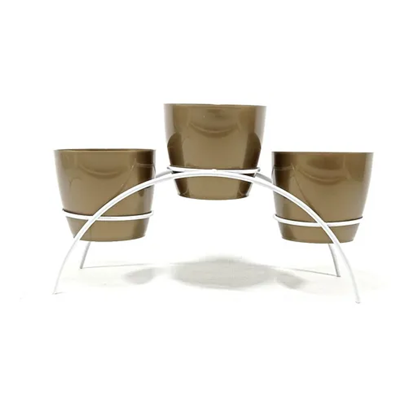 Soporte de Mesa Decorativo Plantas Más 3 Macetas 9cm Diámetro Blanco 32