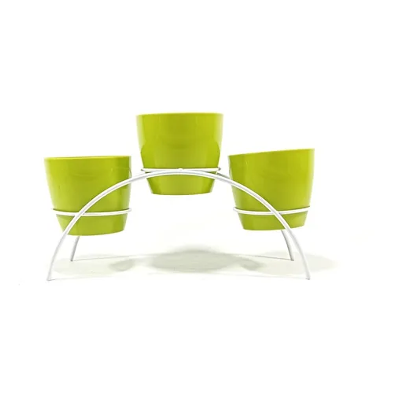 Soporte de Mesa Decorativo Plantas Más 3 Macetas 9cm Diámetro Blanco 33