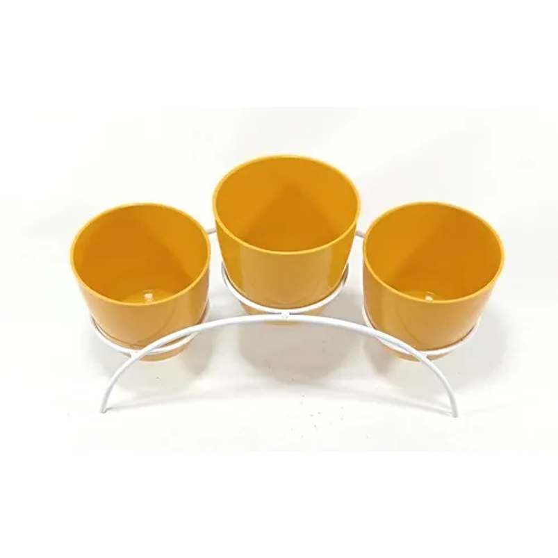 Soporte de Mesa Decorativo Plantas Más 3 Macetas 9cm Diámetro Blanco 35