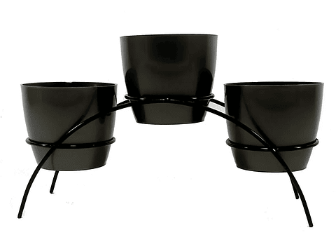 Soporte de Mesa Decorativo Plantas Más 3 Macetas 9cm Diámetro Negro