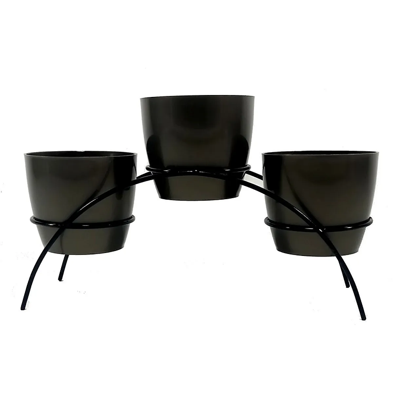 Soporte de Mesa Decorativo Plantas Más 3 Macetas 9cm Diámetro Negro 1