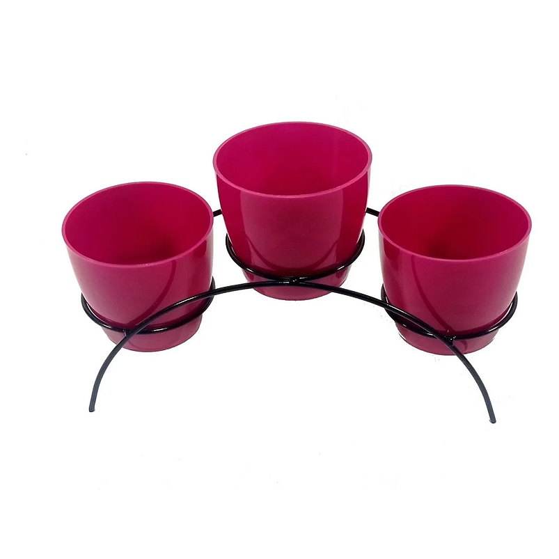 Soporte de Mesa Decorativo Plantas Más 3 Macetas 9cm Diámetro Negro 3