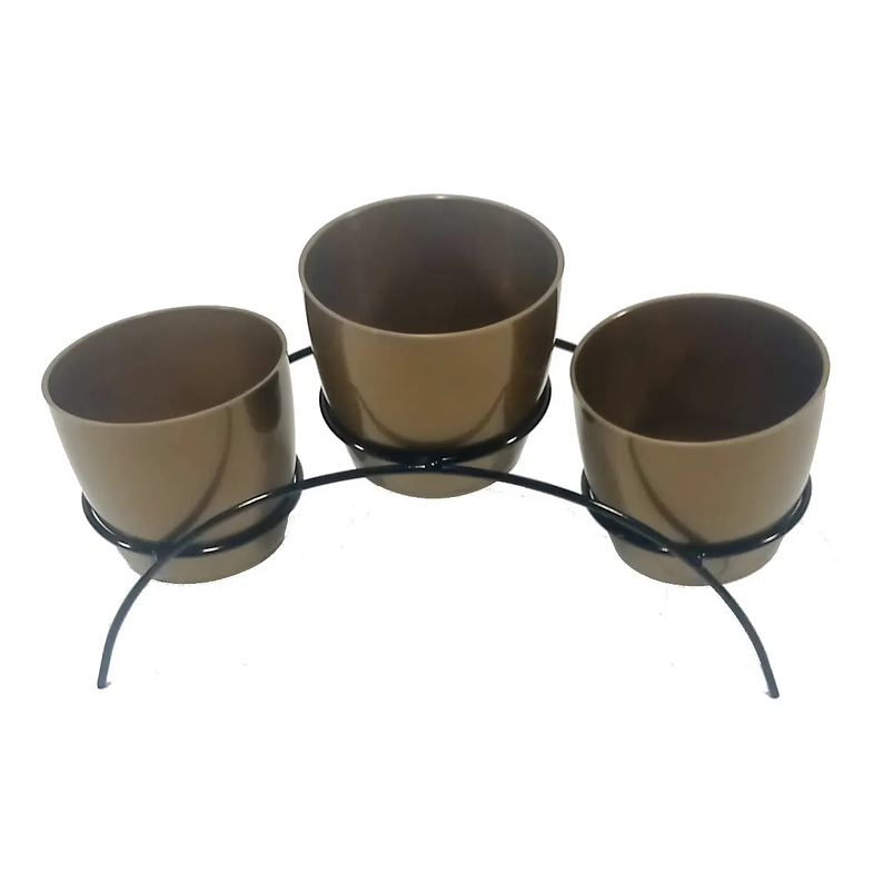 Soporte de Mesa Decorativo Plantas Más 3 Macetas 9cm Diámetro Negro 4