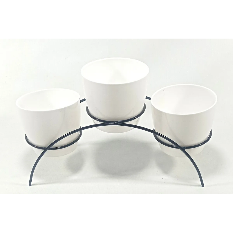 Soporte de Mesa Decorativo Plantas Más 3 Macetas 9cm Diámetro Negro 5