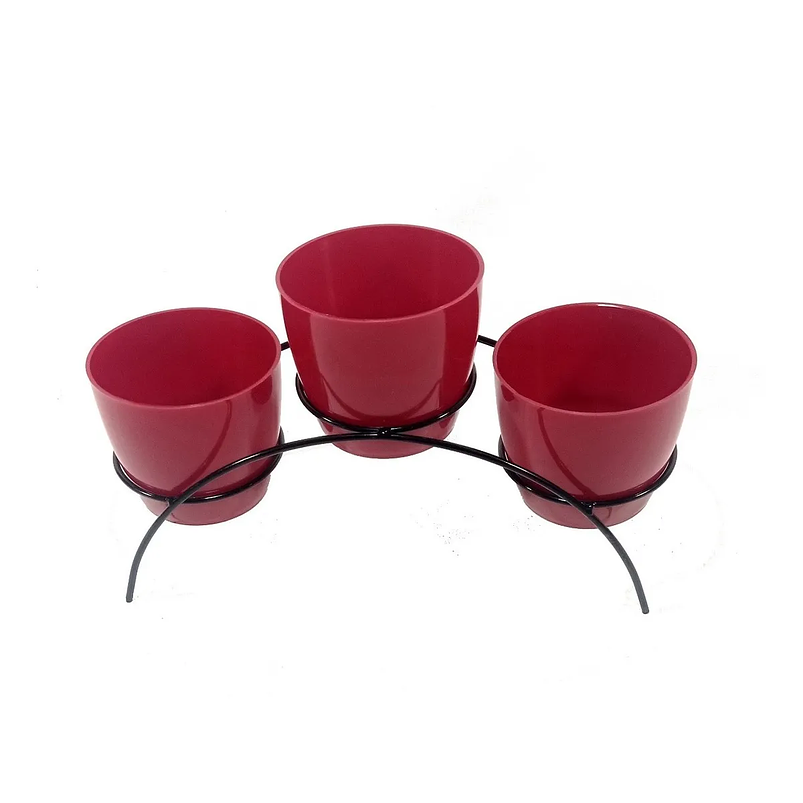 Soporte de Mesa Decorativo Plantas Más 3 Macetas 9cm Diámetro Negro 6