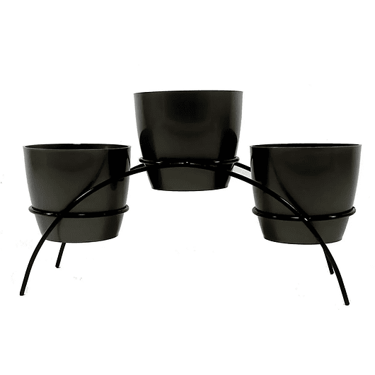 Soporte de Mesa Decorativo Plantas Más 3 Macetas 9cm Diámetro Negro 8