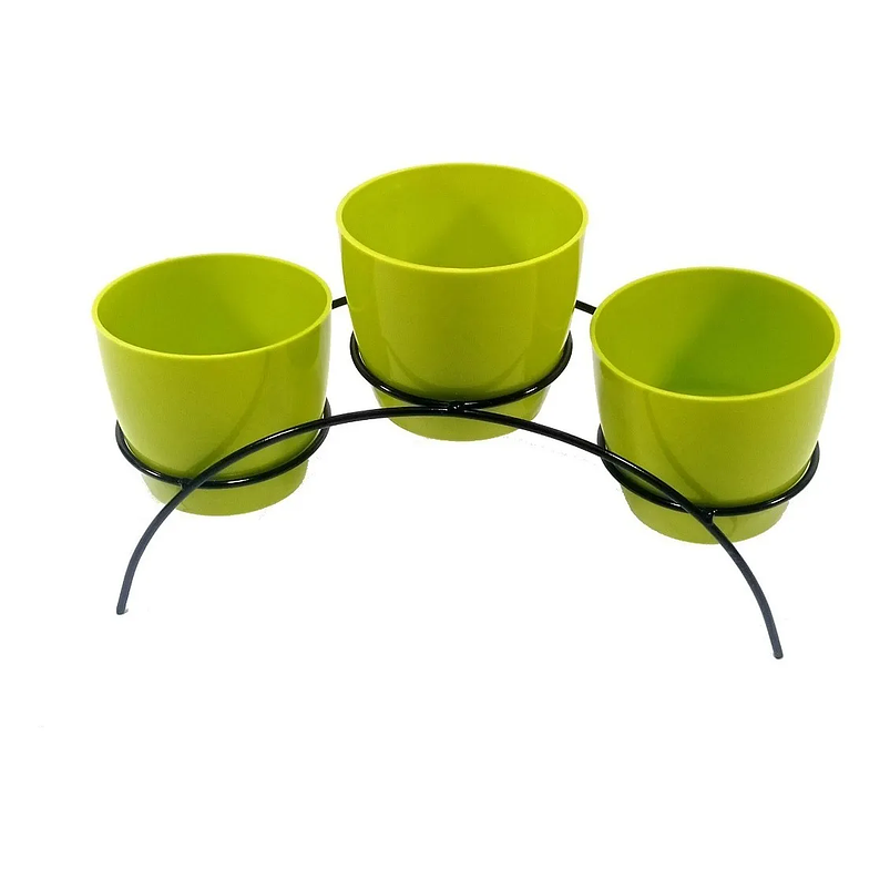 Soporte de Mesa Decorativo Plantas Más 3 Macetas 9cm Diámetro Negro 11