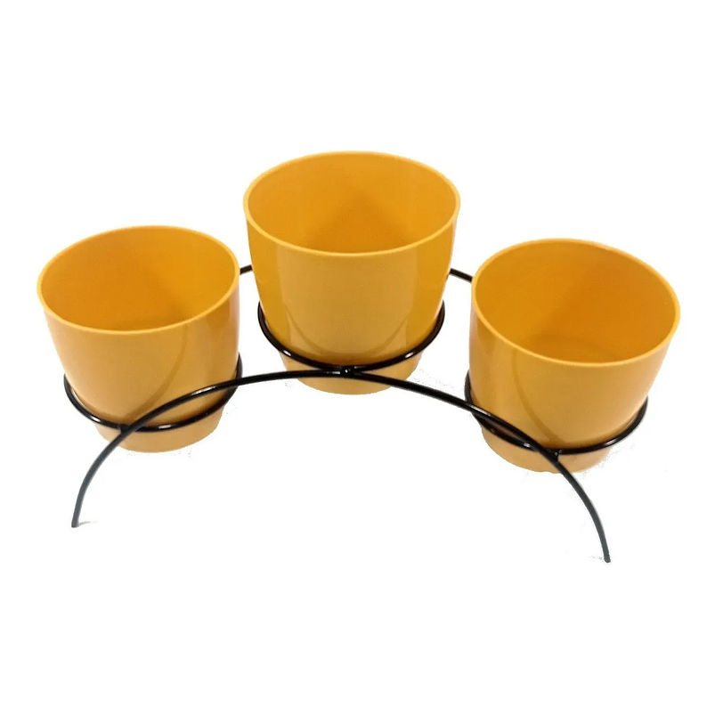 Soporte de Mesa Decorativo Plantas Más 3 Macetas 9cm Diámetro Negro 12