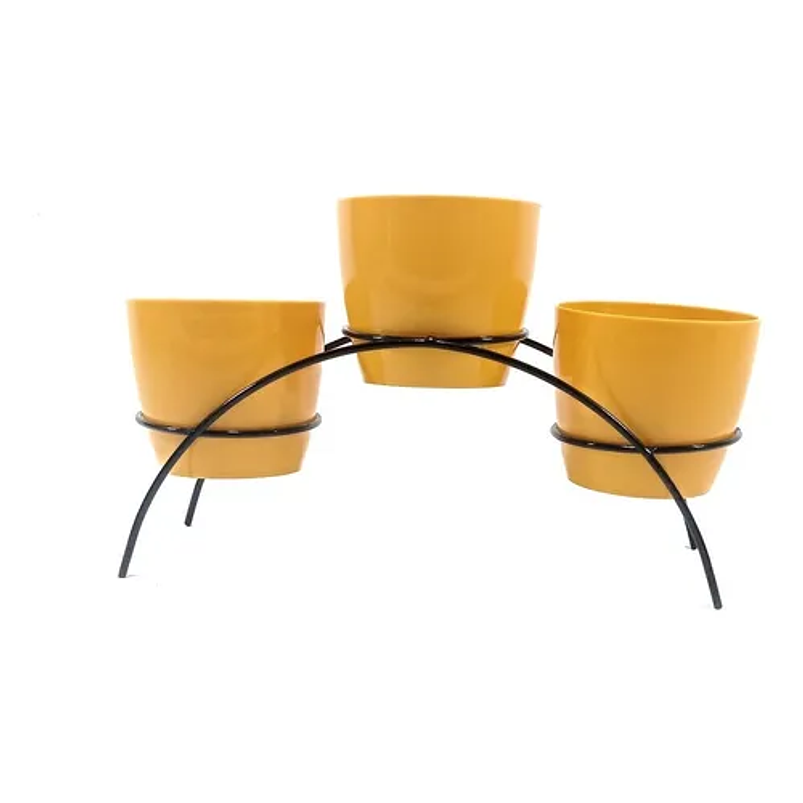 Soporte de Mesa Decorativo Plantas Más 3 Macetas 9cm Diámetro Negro 17
