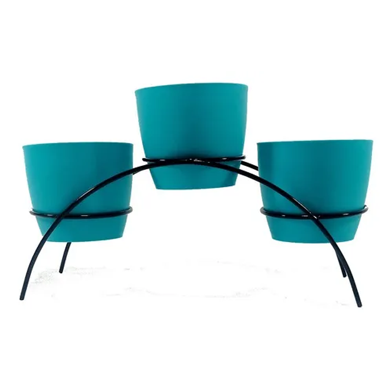 Soporte de Mesa Decorativo Plantas Más 3 Macetas 9cm Diámetro Negro 19