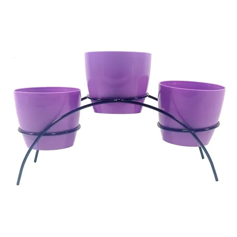 Soporte de Mesa Decorativo Plantas Más 3 Macetas 9cm Diámetro Negro 23