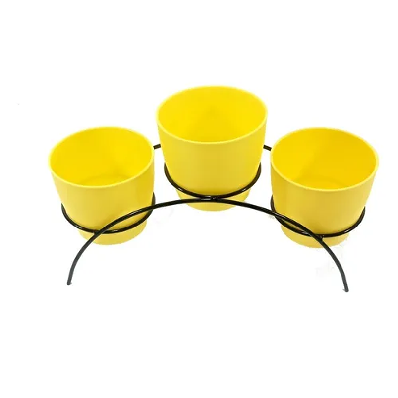 Soporte de Mesa Decorativo Plantas Más 3 Macetas 9cm Diámetro Negro 29