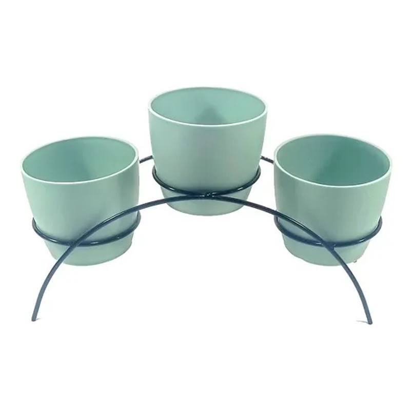 Soporte de Mesa Decorativo Plantas Más 3 Macetas 9cm Diámetro Negro 30
