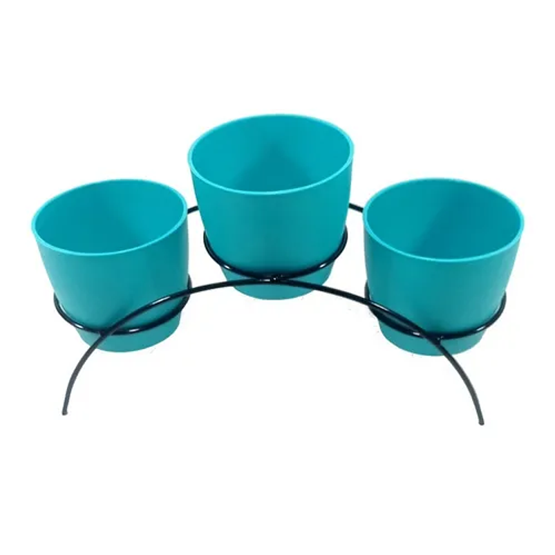 Soporte de Mesa Decorativo Plantas Más 3 Macetas 9cm Diámetro Negro 31
