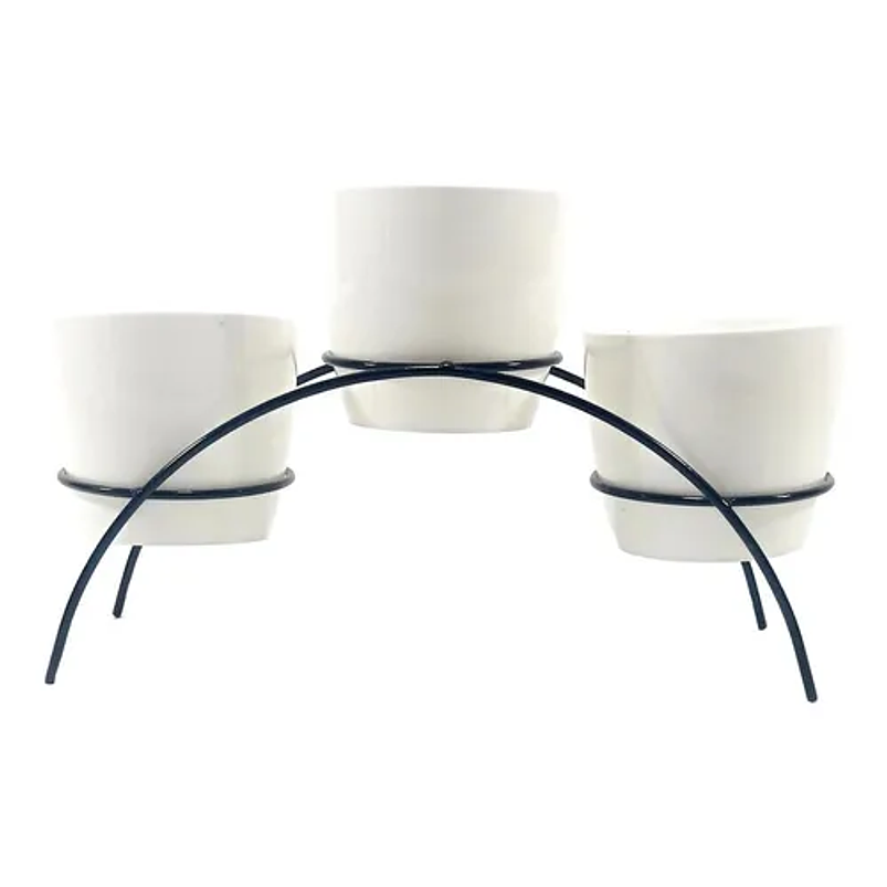 Soporte de Mesa Decorativo Plantas Más 3 Macetas 9cm Diámetro Negro 32