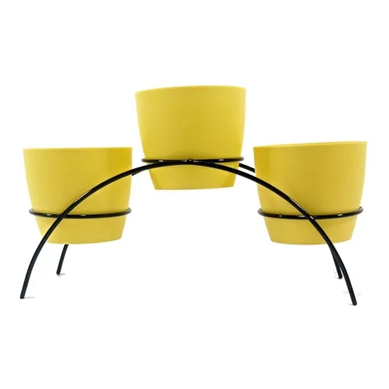 Soporte de Mesa Decorativo Plantas Más 3 Macetas 9cm Diámetro Negro 33
