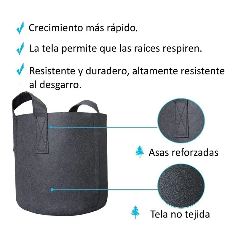 Maceta De Siembra En Tela Especial No Tejida 33cm Diámetro x30 Alto 4