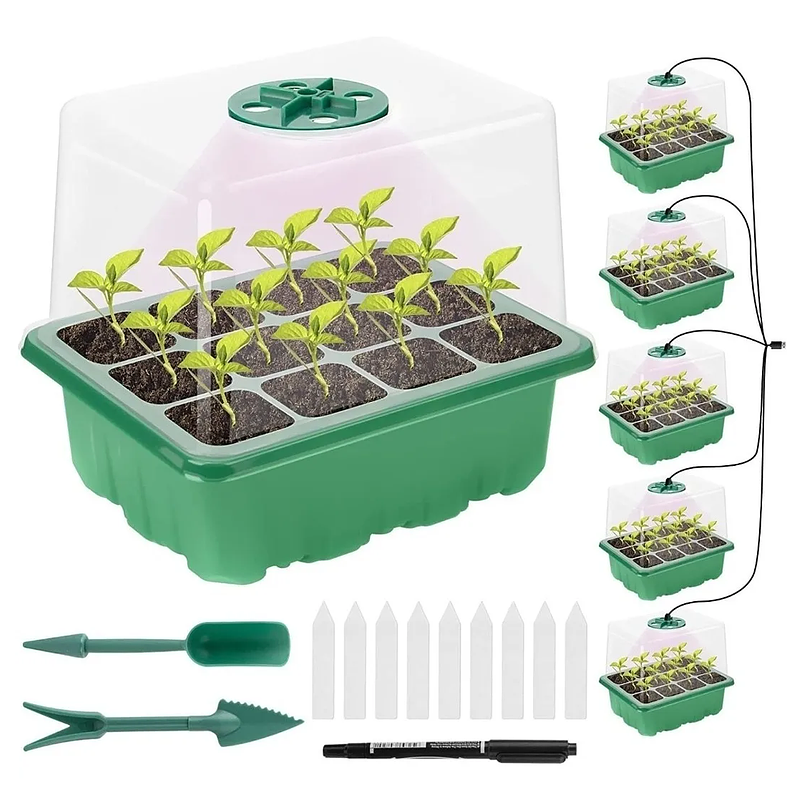 Bandeja Germinación Cúpula x5 Más luz Crecimiento Más Herramientas 1