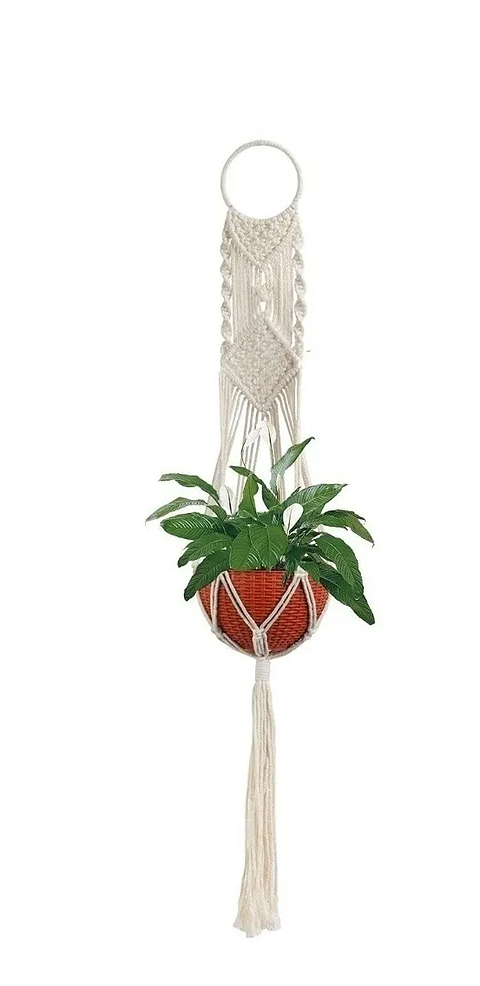 Macramé x01 Unidad Para Macetas Plantas 100% Algodón 01 Metro Largo
