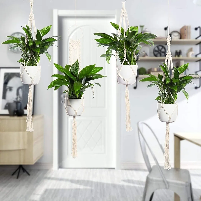 Juego Macramé Elegans x4 Unidades Para Macetas-colgar 100% Algodón 4