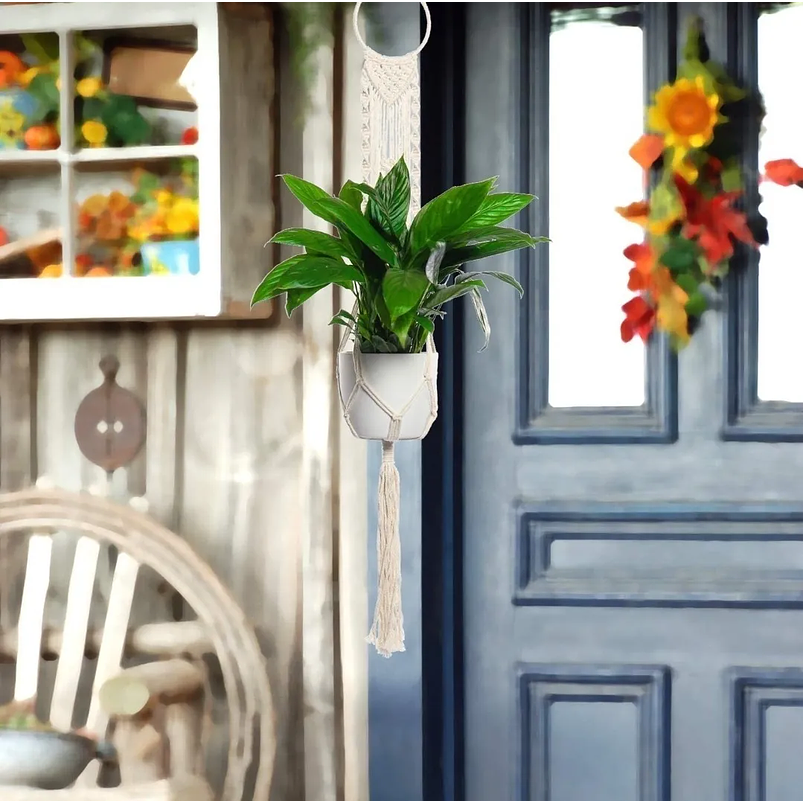 Juego Macramé Elegans x4 Unidades Para Macetas-colgar 100% Algodón 5