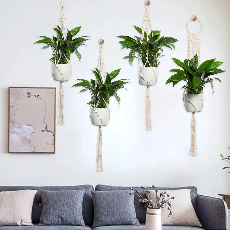 Juego Macramé Elegans x4 Unidades Para Macetas-colgar 100% Algodón 6
