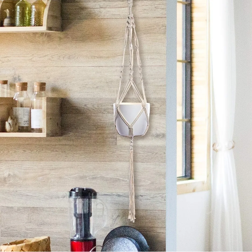 Macramé x01 Unidad Para Macetas Plantas 100% Algodón 96cm Largo 2