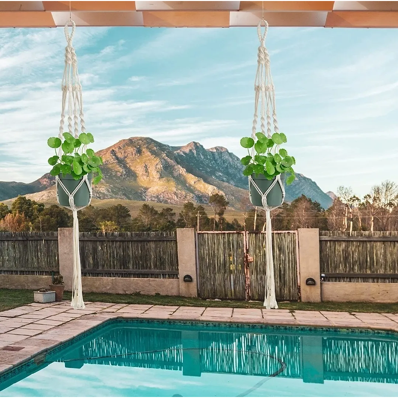 Macramé x01 Unidad Para Macetas Plantas 100% Algodón 96cm Largo 6