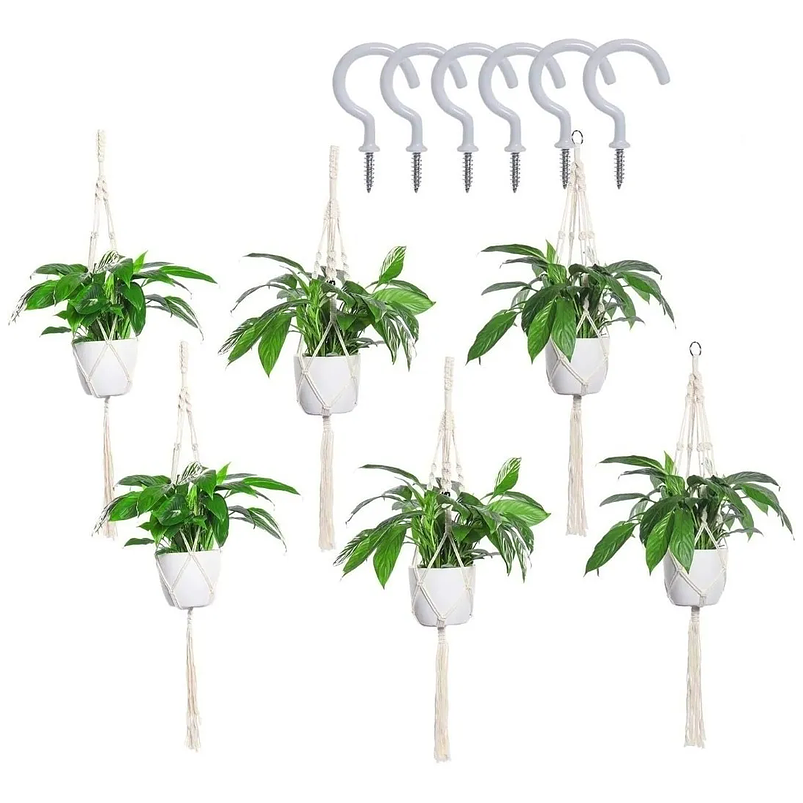 Juego Macramé x6 Unidades Para Macetas colgar 100% Algodón 1