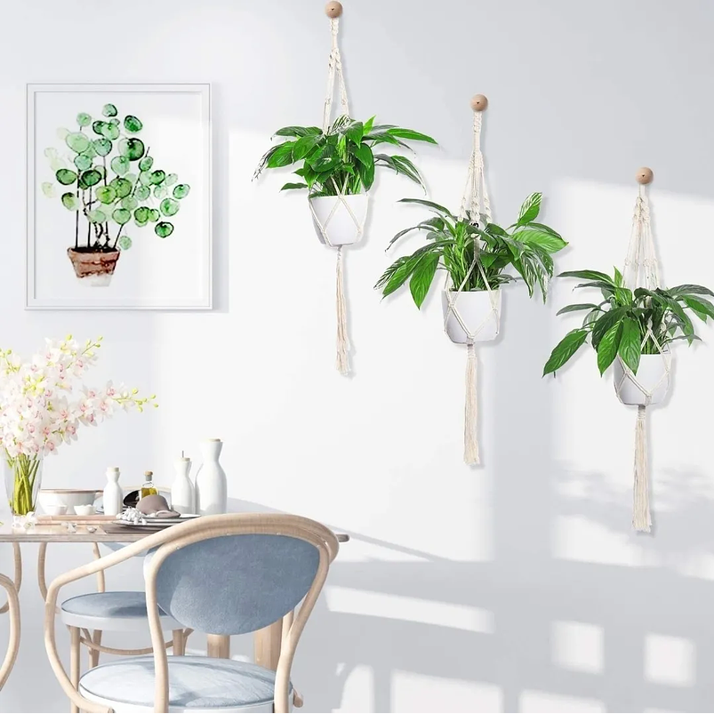 Juego Macramé x6 Unidades Para Macetas colgar 100% Algodón 3