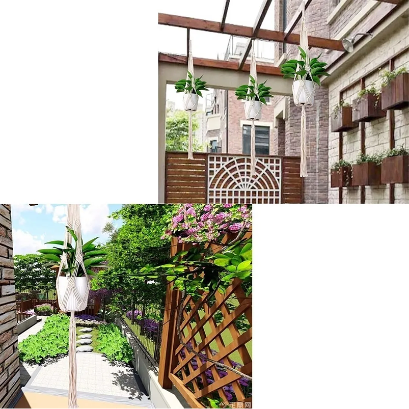 Macramé x01 Unidad Para Macetas Plantas 100% Algodón 1,12mt Largo 2