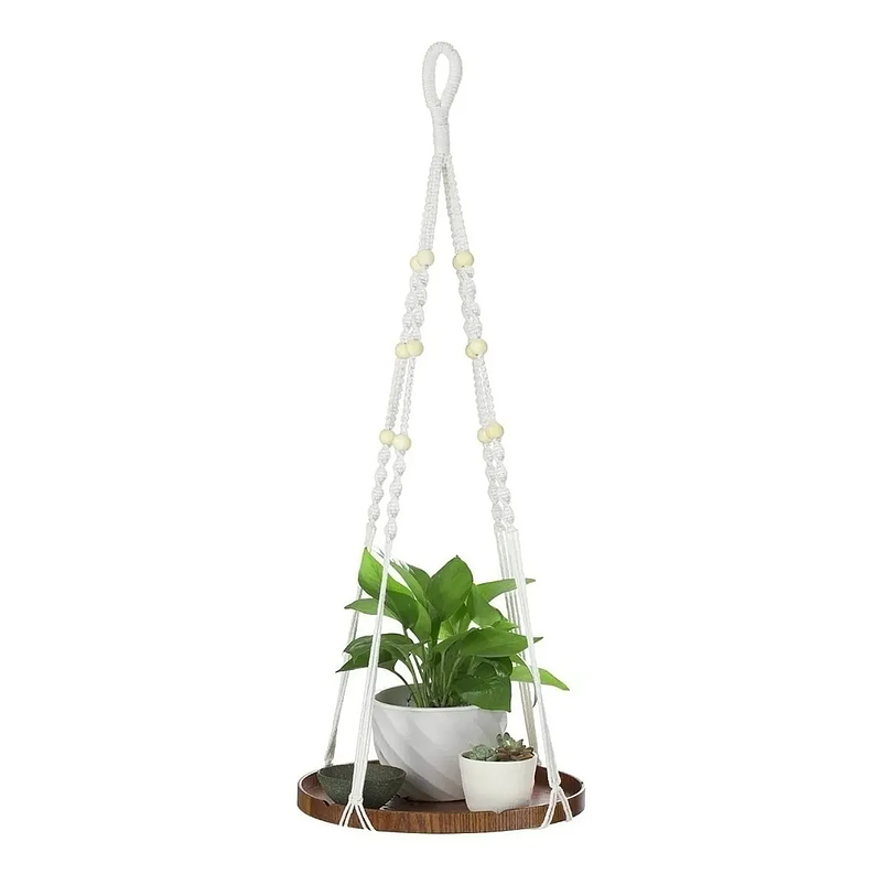 Colgante De Plantas En Macramé Más bandeja En Madera 66 centímetros Largo 1