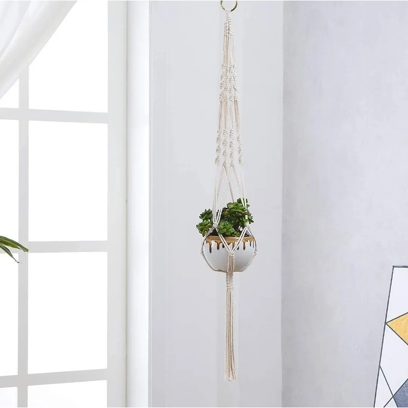 Macramé x01 Unidad Para Macetas-colgar 100% Algodón x1 Metro Largo 3