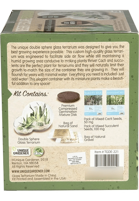 Terrario De Cristal Diseño Doble Esfera