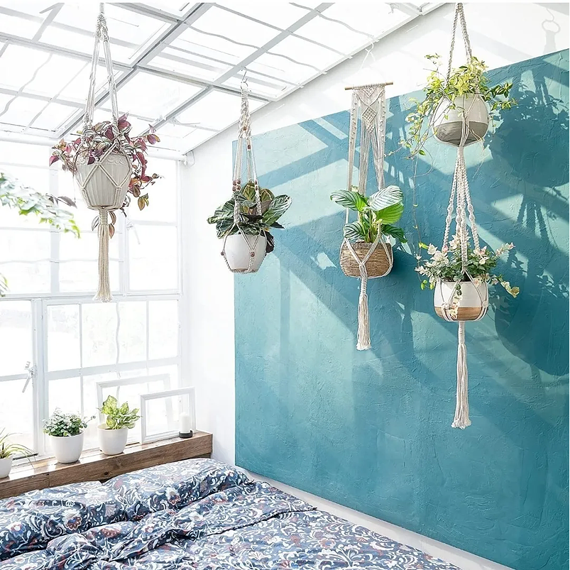 Juego Macramé x4 Unidades Para Macetas Colgar 100% Algodón Premium 6