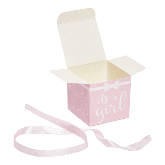 Caja Recuerdo Fiesta Baby Shower Rosa 6cm Cuadrada Paquete x45 unidades 3