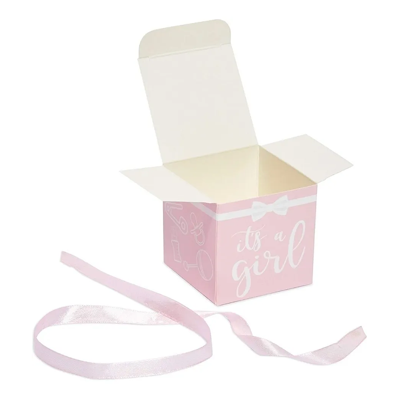 Caja Recuerdo Fiesta Baby Shower Rosa 6cm Cuadrada Paquete x45 unidades 3