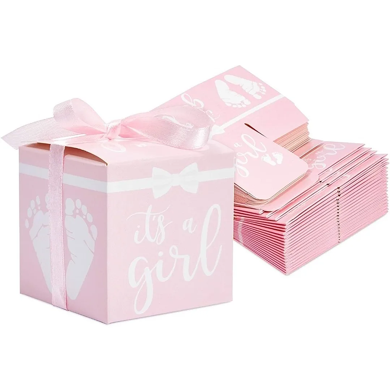 Caja Recuerdo Fiesta Baby Shower Rosa 6cm Cuadrada Paquete x45 unidades 4