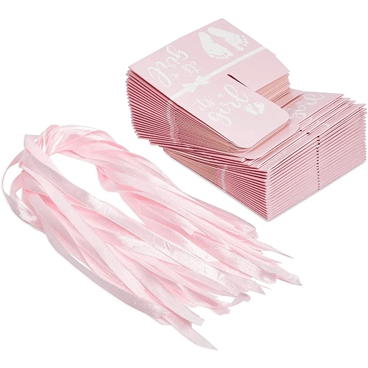 Caja Recuerdo Fiesta Baby Shower Rosa 6cm Cuadrada Paquete x45 unidades 5