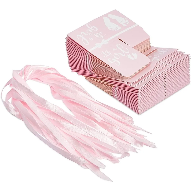 Caja Recuerdo Fiesta Baby Shower Rosa 6cm Cuadrada Paquete x45 unidades 5