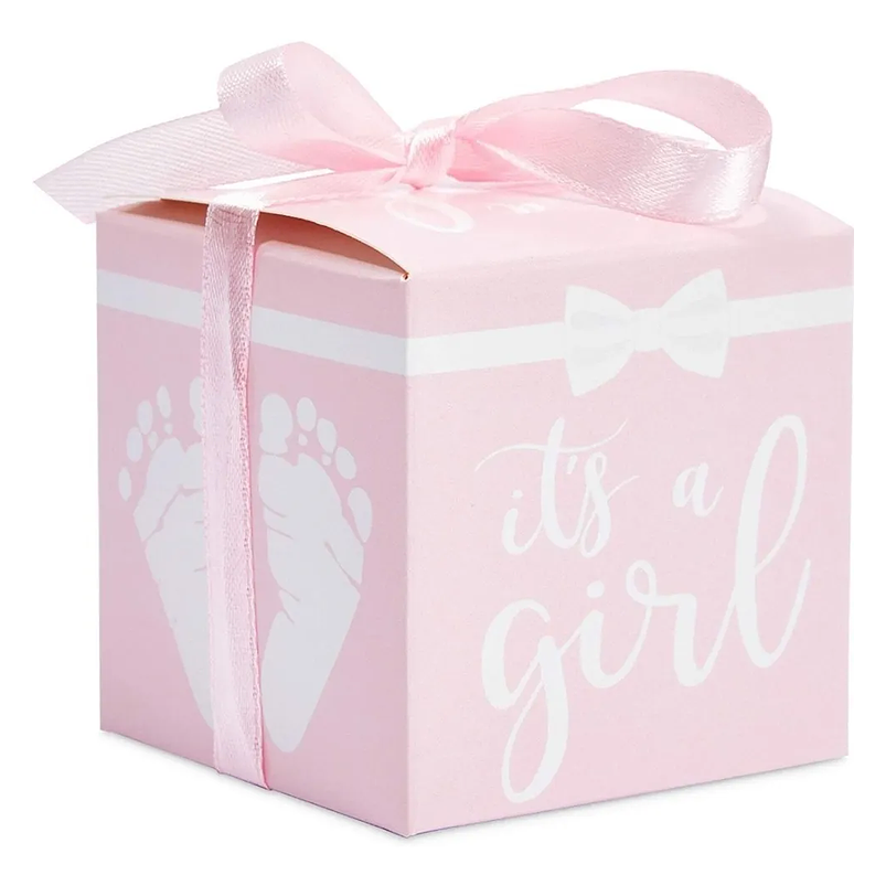 Caja Recuerdo Fiesta Baby Shower Rosa 6cm Cuadrada Paquete x45 unidades 1