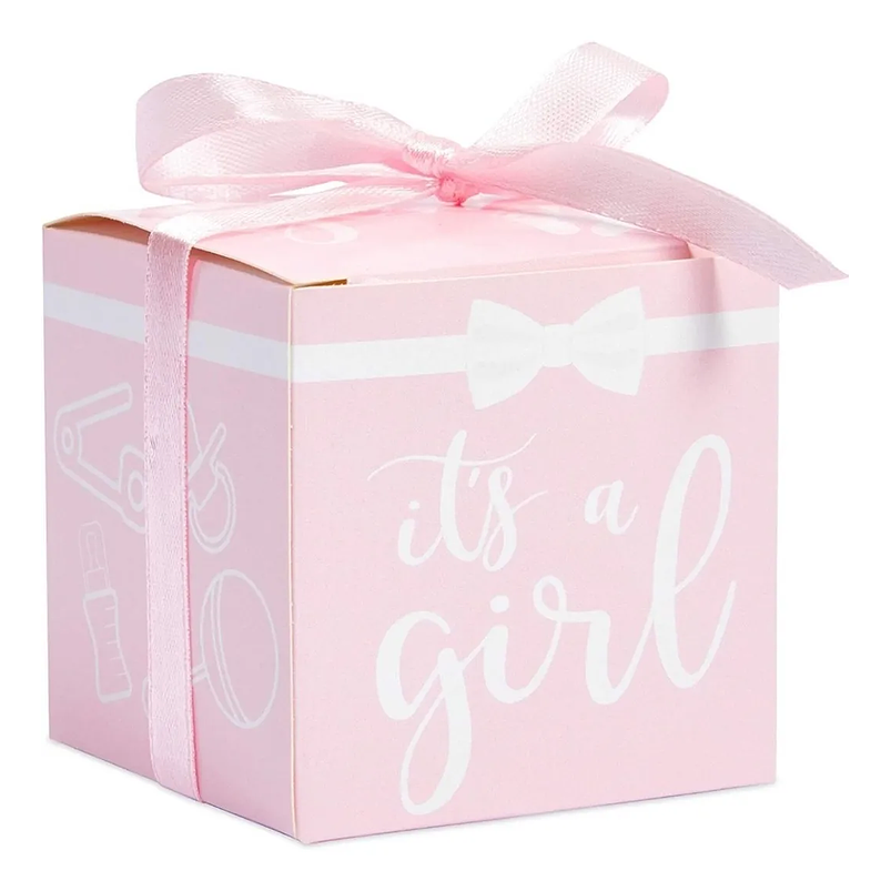 Caja Recuerdo Fiesta Baby Shower Rosa 6cm Cuadrada Paquete x45 unidades 7