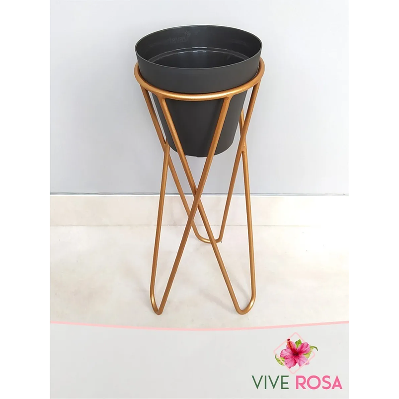 Portamateras Plantas Dorado Mate Base Triangular Pequeño 2