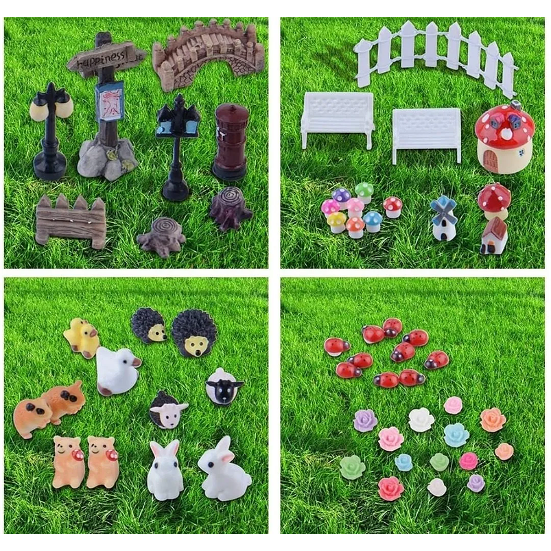 Mini Kit Jardín Decorativo Hadas Terrario Suculentas x100 Piezas  4