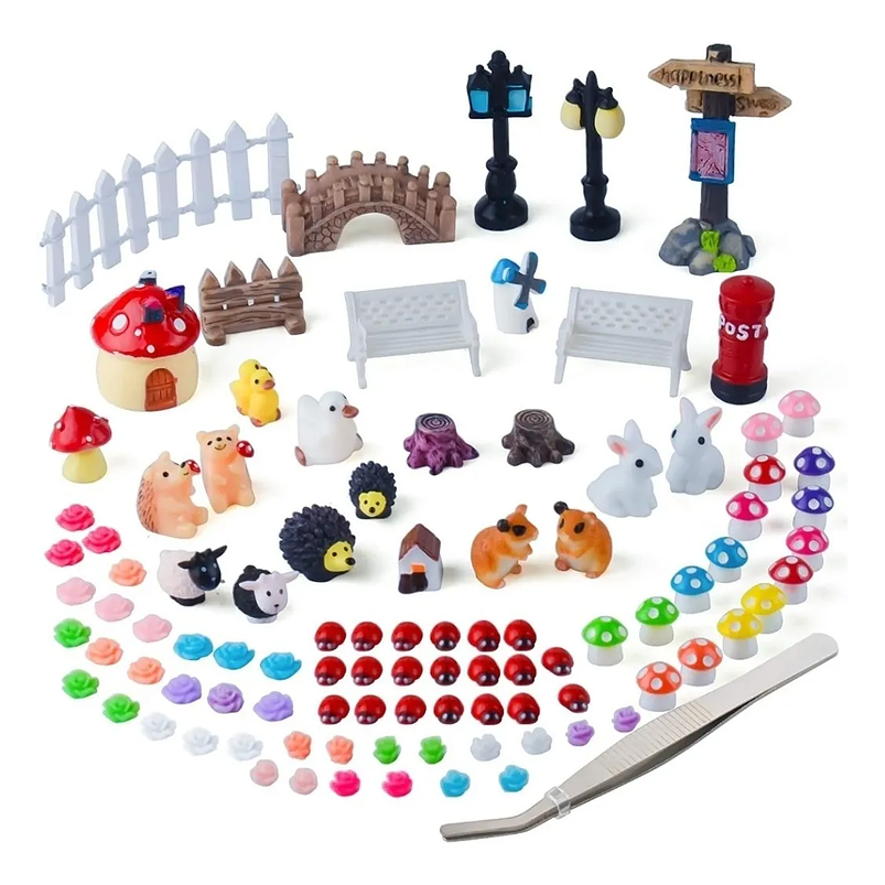 Mini Kit Jardín Decorativo Hadas Terrario Suculentas x100 Piezas  1