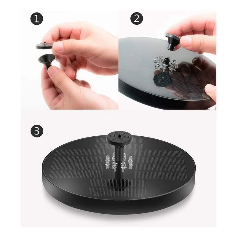 Fuente Luz Solar Led Baño Aves Jardín 4 Boquillas 18cm Diámetro  3