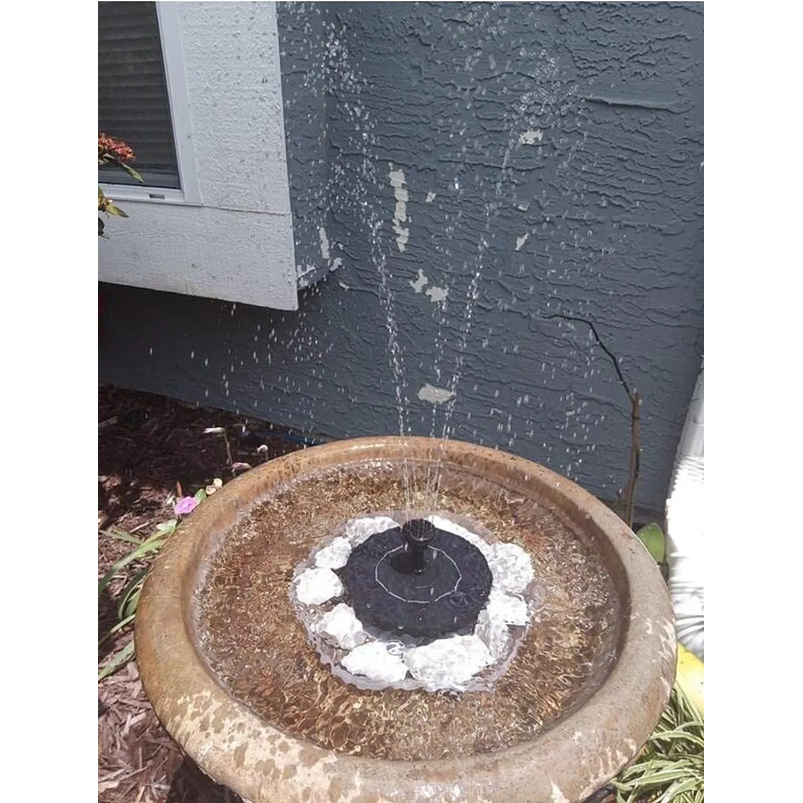 Fuente Luz Solar Led Baño Aves Jardín 4 Boquillas 18cm Diámetro  4